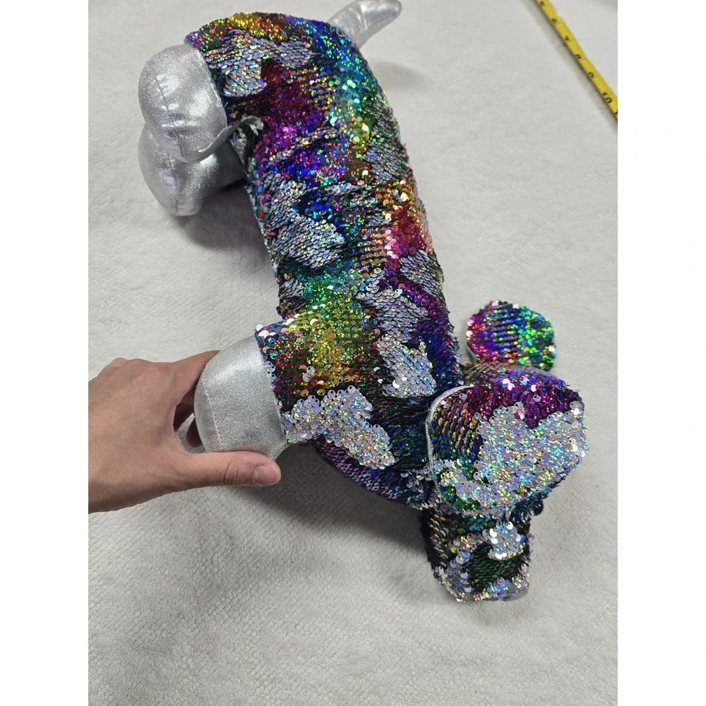 Dan Dee Sequin Dachshund Plush Rainbow Silver Flip Sequins Wiener Dog Toy 19